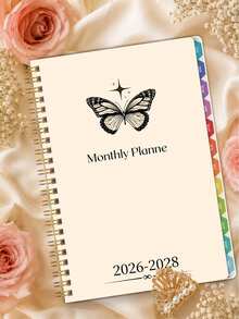 1本 2026-2028 學年週計畫與月計畫筆記本，中性款，含月計畫與備忘頁，辦公與學校用品，成人禮物，教師禮物 - 彩色 - 查看 11