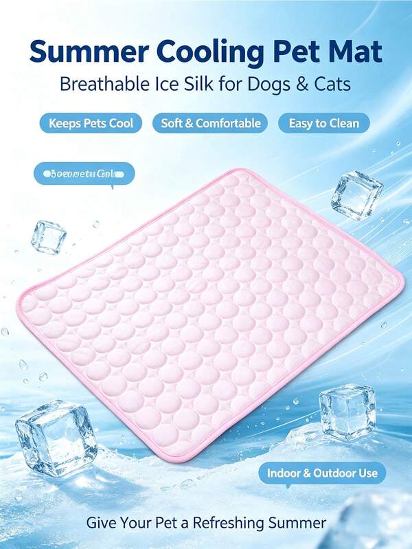 1pc Pet Cooling Mat, Ice Silk Dog Cat Cooling Pad, Keep Your Pet Cool In SummerIce Silkelf-Cooling / Heat DissipationIsolate Ground MoistureNon-Sticky FurWashable & Reusableet Crate / KennelNon-Slip Bottom, Stable For Daily Rest No Gel Leakage,