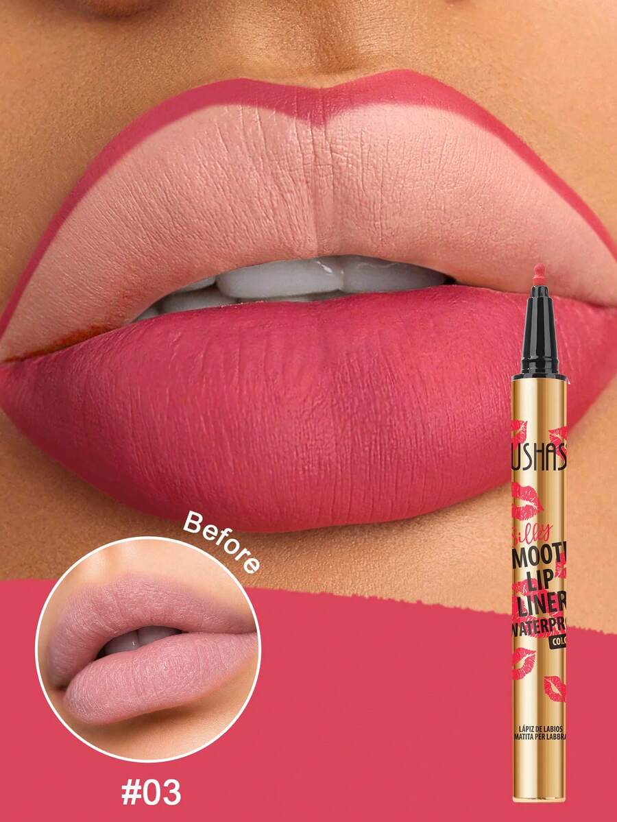 USHAS Silky Lip Liner, 2 Colors, Waterproof 24-Hour Long Lasting, Define And Enhance Lip Contour, Create Natural Full Lips