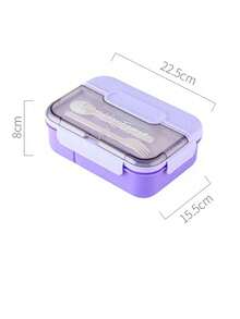 1pc Insulated Lunch Box With Spoon And Fork, 1400ML Capacity, Independent Sauce Box, Multi-Compartment Food Storage Container, Suitable For Camping, Office, School, Back To School, Parties, Christmas/Birthday Gifts (Blue/Pink/Green/Purple) - Multicolor - View 20