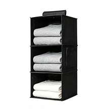 1pc Non-Woven Fabric Hanging Storage Bag, Underwear Storage Bag, Closet Organizer Hanging Bag, 3D Wardrobe Storage Organizer Bag, Durable Washable Dust-Proof Moisture-Proof Multi-Functional Hanging Storage Bag, Home Clothes Storage Bag, Multi-Layer Linen Drawer 3D Storage Bag - Black - View 9