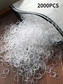 1000pcs/Pack Disposable Elastic Hair Ties Hairstyles, Hair Decorations, Beauty, Home, Hair Accessories - Clear - View 8