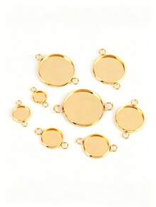 10pcs Stainless Steel Round Blank Base Tray Inlay Frame Blank Double Hole Pendant For DIY Jewelry Making Accessories - Blank Base - View 1