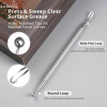 Alat Penghapus Komedo Dua Ujung, Ekstraktor Komedo Stainless Steel dengan Lingkaran Bulat & Lingkaran Pipih, Ekstraktor Jerawat Profesional untuk Wajah, Hidung & Dagu - MultiWarna - View 2