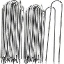 U-Shaped Garden Stakes, Heavy-Duty Fence Posts, Lawn Staples, Galvanized Landscape Nails For Securing Grass Lawn Barriers And Ground - Multicolor - View 1