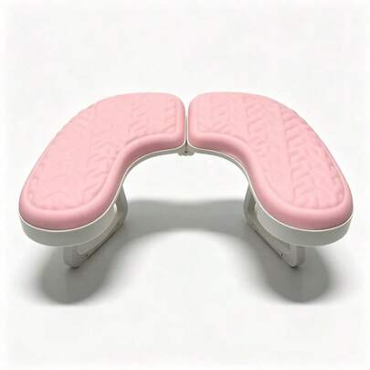 UH10 Foldable U-Shaped Nail Arm Rest, Pink Textured Soft Silicone Manicure Hand Pillow With Plastic Support Frame, Waterproof Easy-Clean Ergonomic Hand Holder Cushion, Foldable Portable Nail Arm Support For Nail Salon, Nail Tech, Gel & Acrylic Nail A