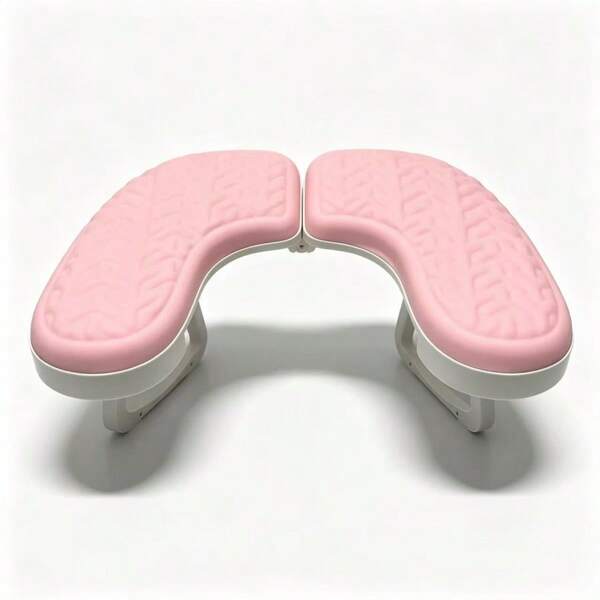 UH10 Foldable U-Shaped Nail Arm Rest, Pink Textured Soft Silicone Manicure Hand Pillow With Plastic Support Frame, Waterproof Easy-Clean Ergonomic Hand Holder Cushion, Foldable Portable Nail Arm Support For Nail Salon, Nail Tech, Gel & Acrylic Nail A