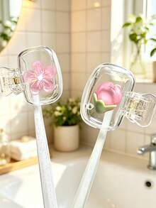 Soporte para cepillo de dientes transparente con purpurina en forma de melocotón, se adapta a todos los tamaños, con orificios de ventilación, mantiene la cabeza del cepillo de dientes limpia y seca. Funda para cepillo de dientes transparente a prueba de polvo con diseño de melocotón, perfecta para la protección del cepillo de dientes de viaje de mujeres y niñas, funda para cepillo de dientes portátil e higiénica, accesorio de baño lindo para un baño hermoso, viaje, uso diario, funda para cepillo de dientes transparente con clip, adecuada para el hogar y el viaje, regalo familiar, regalo de vuelta a la escuela - Multicolor - Ver 5