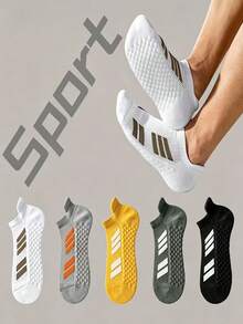 5 Pairs/1 Pair/3 Pairs Unisex Outdoor Sports Socks, Spring/Summer Thin Breathable Boat Socks, Toe-Split Design, Running Socks, Daily Fitness Socks - Multicolor - View 11