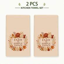2/4/6/8件組趣味標語浴室毛巾，秋季主題禮品，「Enjoy Simple Life」裝飾手巾，適用於客房浴室、盥洗室與半衛浴 - 彩色 - 查看 10