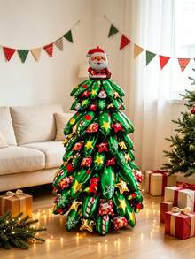6/9pcs Assembled Christmas Tree Aluminum Foil Balloon Set, Star Christmas Tree, Santa Claus Christmas Tree Balloons, Christmas Decoration Balloons, Holiday Photo Props - Assembly Christmas Tree - View 5