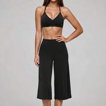 Summer Women's 2 Pieces Set, Tank Top And Short Wide Leg Pants, Suitable For Vacation, Date And Daily Wear. Sports Outfit - Black - View 9