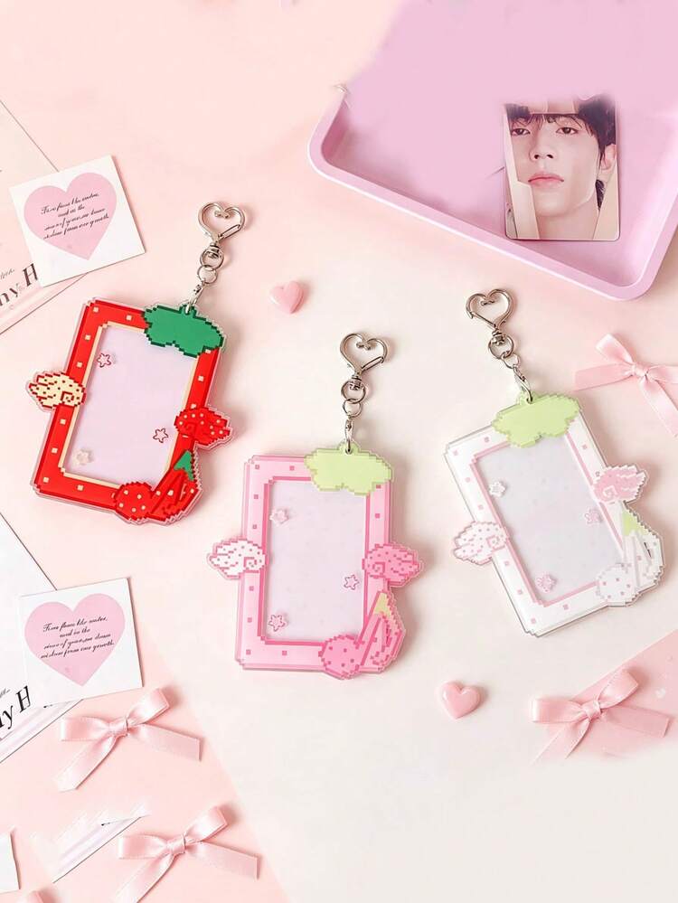 1 PC Pixel Style Angel Card Holder, 3-Inch Storage And Protection Case, Idol Idol Idol Card Display Pendant Set, First Day Of School - Multicolor - View 3