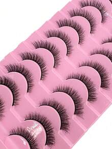10 Pairs D Curl Thick & Dense False Eyelashes, Fine & Natural Faux Mink Lashes, Fluffy Criss-Cross Reusable Russian Lashes For Soft & Voluminous Look, Natural Makeup - View 8