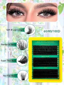 15 Rows 290 Pcs 5D Individual Lashes 60D 80D 100D D Curl 10-16mm Thick Fluffy Mixed Cluster Lashes DIY Makeup For Daily Use - 查看 7