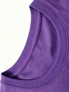 Camiseta con gráfico de gran fan de Jesús -Ajuste holgado- Estilo relajado y fácil, - Morado - Ver 5