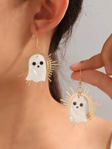 1 Pair Fashionable Vintage Geometric Ghost Pendant Earrings, Versatile Niche Ear Jewelry - Multicolor 1 - View 6