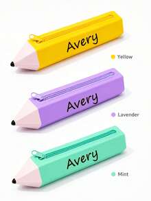 Personalized Silicone Pencil Case, Customized Name Pencil Bag, Large Capacity Stationery Storage Bag With Zipper, Suitable For School, Office And Travel, Washable Storage Bag, Suitable For Students, Teachers And Office Workers, Back To School Gift - Multicolor - View 5
