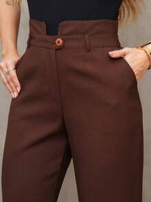 YING ZI Marrant Fermer Mode Tailored Dress Pants - 巧克力棕色 - 查看 5