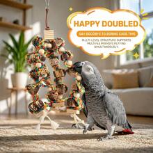 1pc Bird Supplies Pet Supplies Bird Cage Hanging Decor Bird Toy Accessories Bird Training Supplies Colorful Woven Bark Parrot Chewing Hanging String For Medium To Large Parrots African Grey Macaws (Random Color) - A+B - View 5
