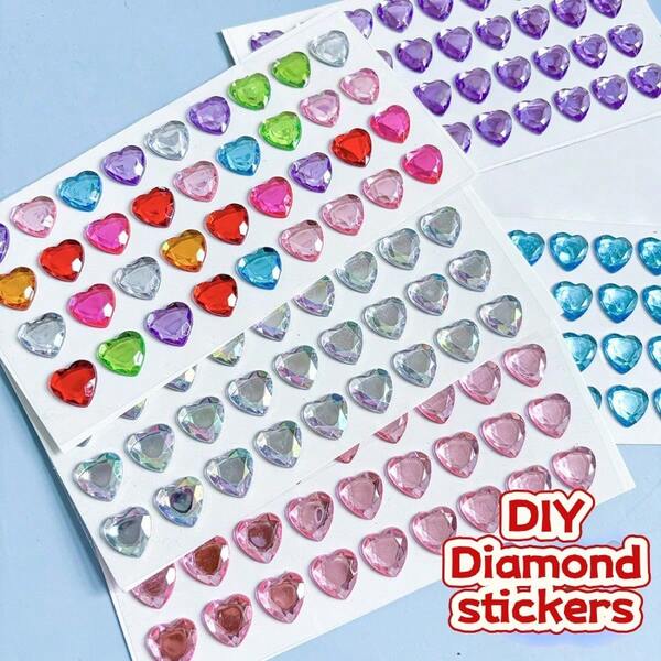Colorful Heart-Shaped Gem Stickers, Pink And White Heart Rhinestone Stickers, 3D Crystal Gem Stickers, DIY Creative Stickers For Back To School, Graduation Season Books, Pencil Cases, Planner Diamond Decoration Stickers