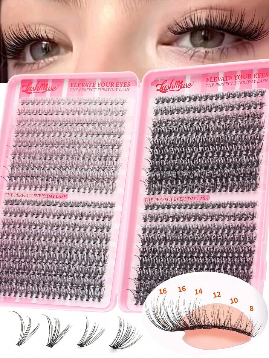 720PCS/1440PCS Fairy Lash Clusters, High Capacity 0.35–0.63inch Mixed Length Faux Mink Eyelashes, Natural Long Wispy Fluffy Lash Clusters, Lightweight Reusable DIY False Eyelashes,For Wedding, Birthday, Graduate, Daily Makeup, Party, Travel