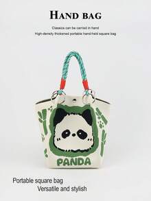 1pc Cute Cartoon Animal Large Capacity Lightweight Handbag, Suitable For Commuting, School, Travel, Portable Matching With Clothes, All Seasons - Multicolor - View 13