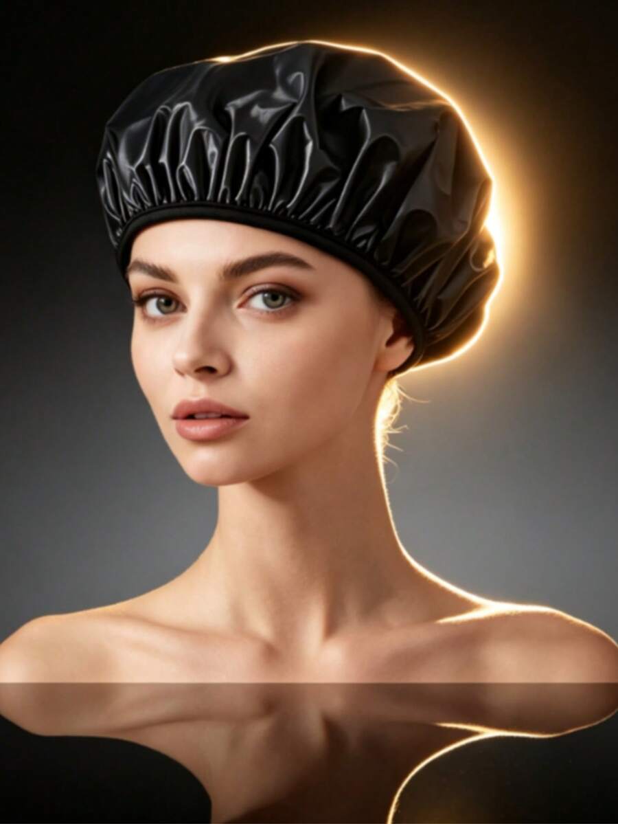 1 Gorro de cuidado del cabello Gorro anti-caída del cabello Gorro posparto Gorro de tratamiento de aceite Gorro de mascarilla capilar Gorro para cabello seco y húmedo Gorro para dormir - Nuevo negro - Ver 1