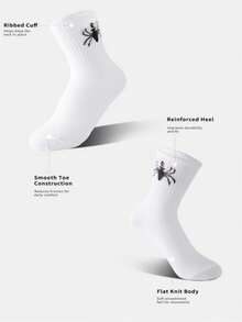 5 Pairs Multi-Color Halloween Theme Crescent Moon & Bat Soft Breathable High Elasticity Random Style Daily Sports Casual Short Socks - Multicolor - View 3