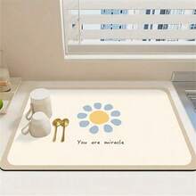 1pc Sunflower Soft Rubber Drying Mat, Non-Slip Kitchen Countertop Absorbent Mat, Sink Draining Mat, Soft Diatomaceous Earth Faucet Absorbent Mat, Kitchen Countertop Mat, Absorbent Mat, Heat-Resistant Pot Mat, Draining Mat, Coffee Machine Mat, Dish Rack - Multicolor - View 11