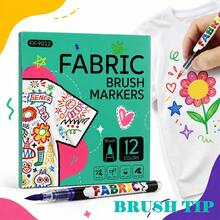 12/24 Warna Spidol Lukis Kain, Tahan Air & Tahan Pudar, Spidol Seni Tekstil untuk DIY Kaos, Mewarnai Sepatu, Kerajinan Tangan, Perlengkapan Sekolah - Pena lukis kain - View 11