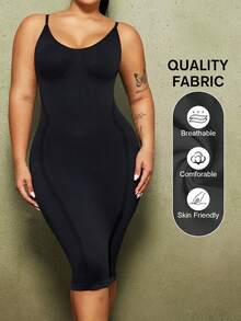 1pc Plus Size Women's Shapewear Dress, Home Sleepwear, Tummy Control, Butt Lift, Waist Shaping, Seamless Bodycon Dress Lingerie For Women - Black - View 5