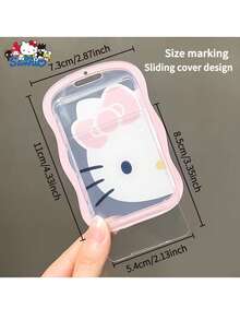SANRIO Wave Edge Clear ID Card Holder With Braided Wrist Strap And Acrylic Charm, Made Of High-Quality Transparent Material, Scratch-Resistant And Durable. Fits Work ID, Student Cards, Bus Cards, Suitable For School, Office And Daily Carry. - View 5