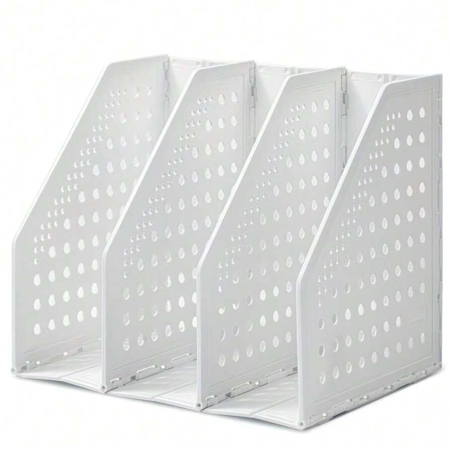 Soporte plegable para libros 1 pieza, diseño elegante de 4 paneles, ajustable en altura y ángulo.Ideal para estudiantes, oficinas y hogar: organiza libros, documentos, tabletas y accesorios escolares o profesionales.Fabricado en material resistente y estable, con gran capacidad y acabado premium para una exhibic - Blanco - Ver 1