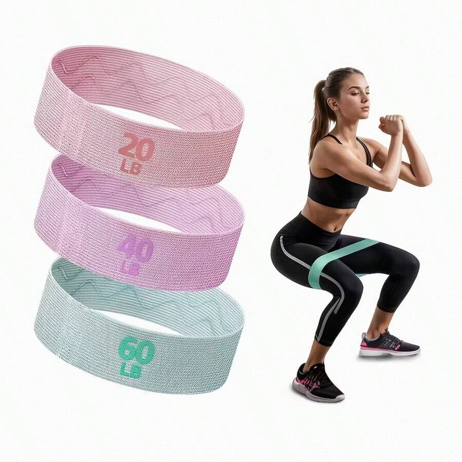 1pc Yoga Resistance Band, Polyester Blend, Medium Resistance, Mixed Colors, Perfect For Pilates, Rehabilitation, Fitness And Home Workout - Multicolor - View 1