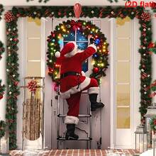 1 Peça Bottom de Foto de Natal Papai Noel, Bottom de Neve de Inverno, Janela de Madeira de Natal, Lua, Presentes de Natal, Bottom de Fotografia, Decoração de Festa de Ano Novo, Banner - Visão 3