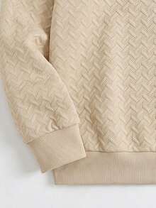 Men's 3D Herringbone Wheat Jacquard Collar Full Zip Long Sleeve Sweatshirt, Versatile Casual Jacket - Khaki - View 7