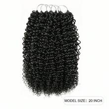 Crochet Human Hair Kinky Curly Pre-Separated Invisble Micro Loop Hair Extensions Seamless And Knotless Feather Crochet Human Hair For Twist Boho Braiding 14-22inch 50g/150g/250g - Natural Black - View 4