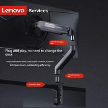 1pc Lenovo AM210 Ergonomic Single Monitor Stand, Solid Aluminum Alloy Desktop Screen Mount, Hidden Cable Management System, Smooth Floating Design, Stable Installation, 10-Year Wear-Resistant Metal Frame, Relieves Office Neck Fatigue - View 3