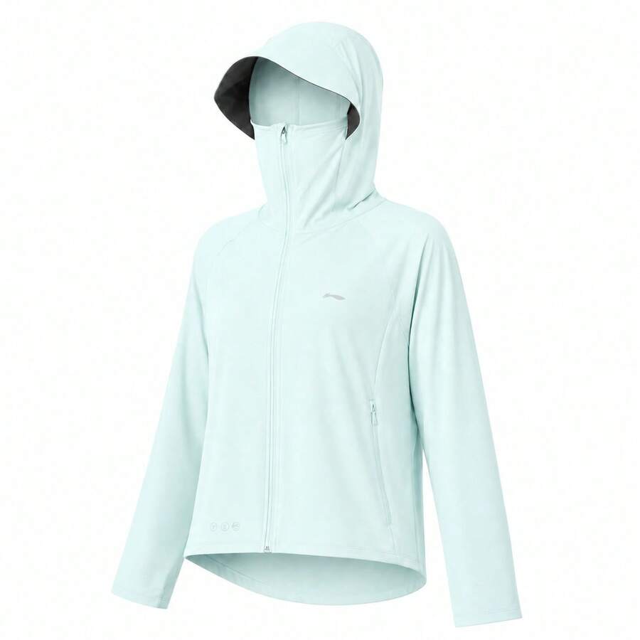 LI-NING 女款轻便连帽夹克 - 防风透气户外运动夹克 AFDV286 AFDVK54 - 雲瓷藍 - 查看 1