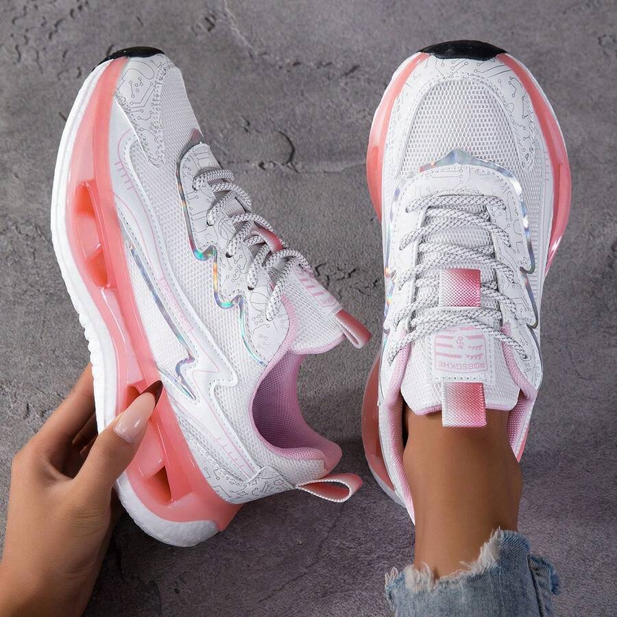 2026 Summer New Fashion Comfortable Soft Sole Sports Shoes Breathable Popcorn Sole Mesh Running Shoes For Women - White - View 1