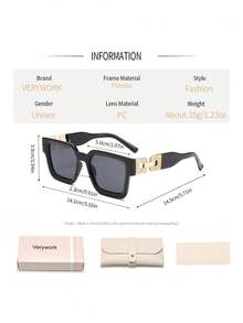 Verywork1pc Fashion Square Brand Design Women's Sunglasses, Comes With Storage Case And Cleaning Cloth, Suitable For Outdoor Activities, Vacation Travel, Shopping, Daily Commute, Etc. - Multicolor - View 4