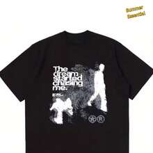 "The Dream Starts Chasing Me" Fingerprint Pattern T-Shirt Funny T Shirts I Love T Shirt - Black - View 1