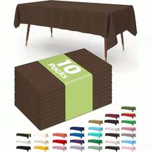 5/10pcs Coffee Brown Disposable Plastic Decorative Tablecloths, Suitable For Birthday Parties, Weddings, Holidays, Party Room Decoration And Props - Multicolor - View 1