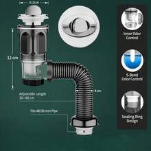 Flip-Top Odor-Proof Drain Pipe Set, Kitchen Sink Drainage, Retractable Deodorizing Filter, Flexible Drain Pipe, Bathroom Anti-Clogging - Multicolor - View 9