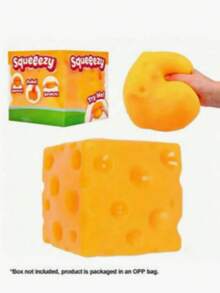 1pc Extra Large Square Cheese Squeeze Toy, Soft Slow Rebound Stress Relief Squishy, Needdoh - Multicolor - View 2