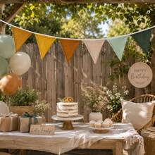 Morandi Color Cotton Fabric Triangle Bunting, Fabric Triangle Flag Garland, Suitable For Birthday Party, Picnic, Tent, Wall Decoration - Multi-color - View 10