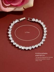 Fashionable Minimalist Heart-Shaped Bracelet, Niche Exquisite Sparkling High-End Banquet Accessory And Versatile Daily Hand Jewelry - B9048-hB - View 5