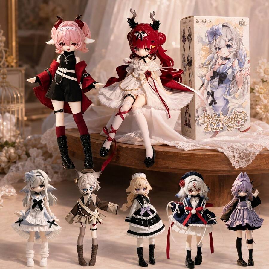 Meki Final Blessing Series 8-Inch BJD Multi-Joint Movable Doll Blind Box, Anime Style Dress-Up Doll Figure, Exquisite Outfit Styling Accessories, Desktop Collection Display And Birthday Gift - Multicolor - View 1