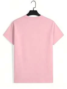 Women's Summer Beige Dachshund Print Tee, 100% Cotton Loose Crew Neck Short Sleeve T-Shirt For Casual Daily, Vacation & Spring Outfits - 粉色 - 查看 2